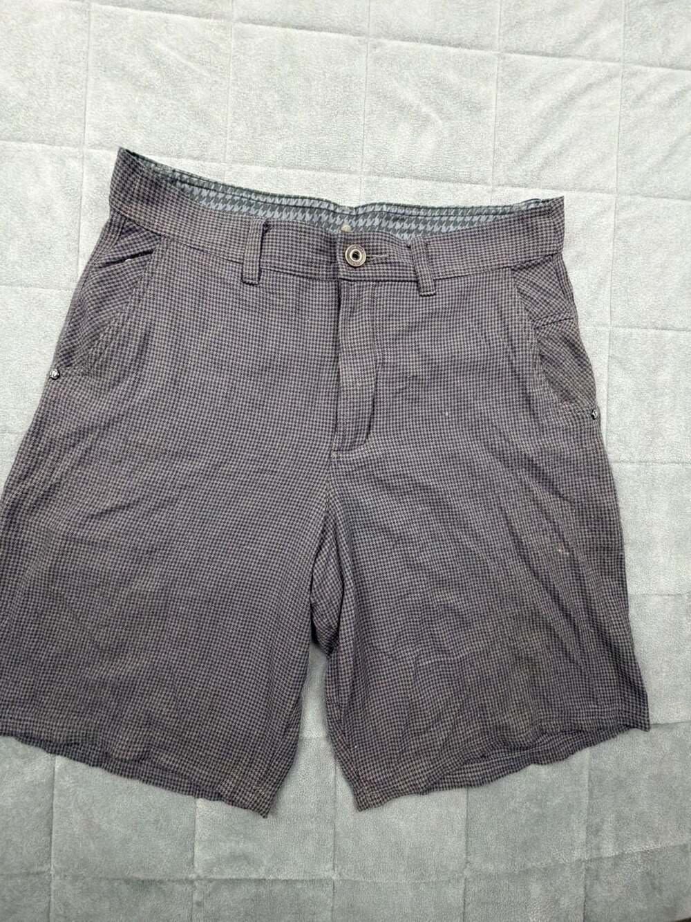 Lululemon Kahuna Golf Shorts Mens Grey Houndstooth Pattern Stretch